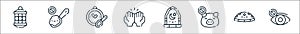 ramadan line icons. linear set. quality vector line set such as closed eyes, hat, no eating, window, praying, time to eat, no