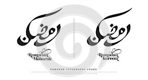 Ramadan Logos 2022 greeting with calligraphy lettering Ramadan mubarak and Ramadan kareem logo. Vector illustration