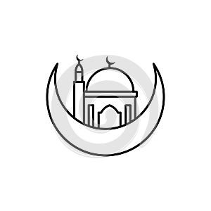 Ramadan, Moon, mosque icon. Simple line, outline vector religion icons for ui and ux, website or mobile application