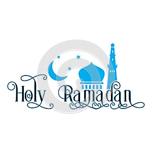 Ramadan mosque moon lantern art illustration banner vector poster design