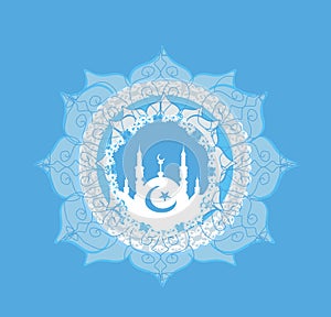 Ramadan Mubarak Greetings Card - decorative frame with ornaments