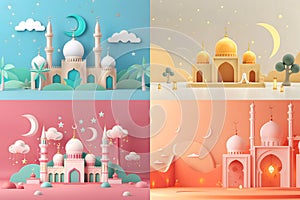 Ramadan Mubarak, Ramadan Kareem, Muslim celebration of Ramadan festival , Flat design 3d style