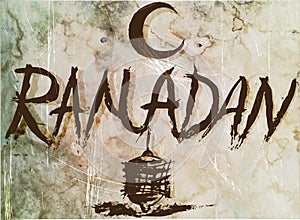 Ramadan old poster ,manuscript for vintage design