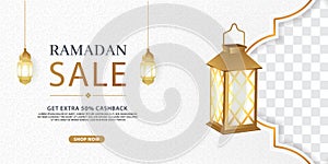 Ramadan sale banners,label or sticker set on occasion of Ramadan Kareem and Eid Mubarak, shopping online concept, vector