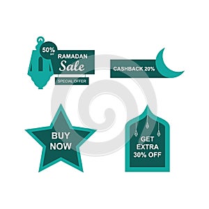 Ramadan sale banners set,discount and best offer tag, label or sticker set on occasion of Ramadan Kareem and Eid Mubarak