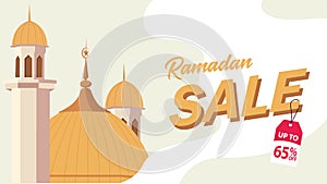 Ramadan sale discount banner and best offer tag, label or sticker set on occasion of Ramadan Kareem and Eid Mubarak, vector