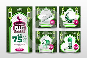 Ramadan Sale Instagram Template with Green and Pink Theme