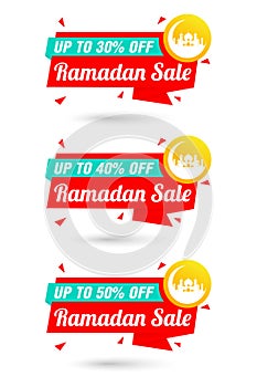 Ramadan sale origami red label set. Sale 30%, 40%, 50% off discount