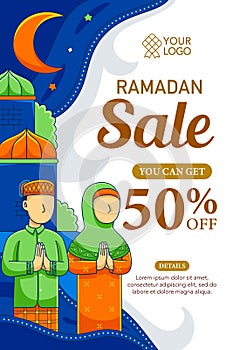 Ramadan Sale Poster in Flat Design Style 2