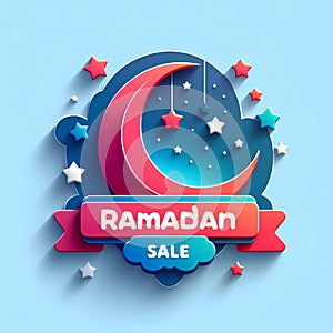 Ramadan sale poster template illustration for marketing advertisement. AI Generated