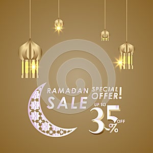 Ramadan Sale up to 35% off Special Offer Vector Template Design Illustration