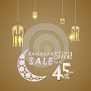 Ramadan Sale up to 45% off Special Offer Vector Template Design Illustration