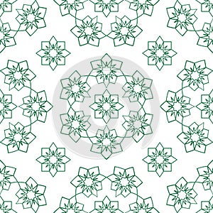 Ramadan shape green circle symmetry seamless pattern