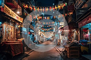 Ramadán ulice dekorace v rušný město 