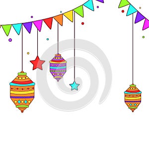 Ramadan themed buntings and lamps photo