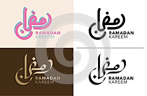 Ramadan typeography logos 2022 with calligraphy lettering Ramadan kareem logo. Vector illustration