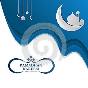 Ramadhan blue Paper cut background