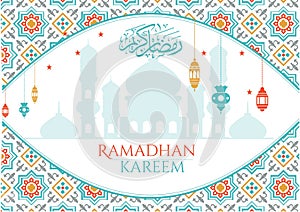 Ramadhan kareem greeting card background modern lantern