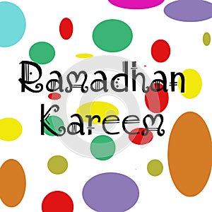 Ramadhan Kareem text card with various sized color of circles