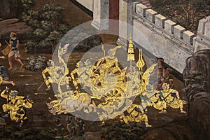 Ramakian mural in wat phra keaw