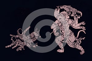 The Ramakien Ramayana mural paintings color black white and pink along the galleries wallpaper and art background