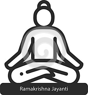 Ramakrishna Jayanti black vector icon.