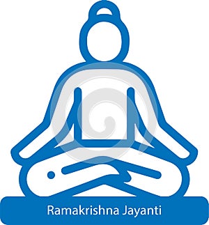 Ramakrishna Jayanti blue vector icon.