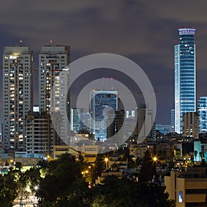 Ramat Gan city at night.