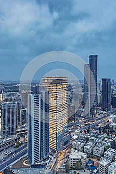 Ramat Gan Skyline At Night