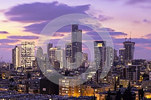 Ramat Gan Skyline At Sunset,  Ramat Gan Cityscape At Sunset Time, Israel