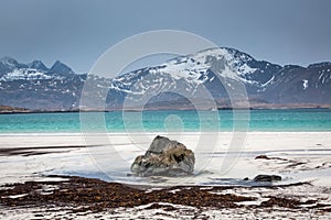 Ramberg beach, Lofoten islands, Norway photo