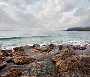 Ramberg beach summer cloudy view (Norway, Lofoten