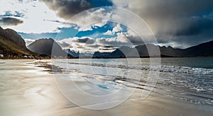 Rambergstranda Beach on Flakstadoya Island in the Lofoten Archipelago in Norway