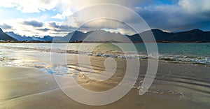 Rambergstranda Beach on Flakstadoya Island in the Lofoten Archipelago in Norway