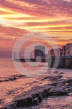 Rambla Sur, Montevideo Sunset Scene