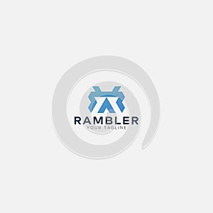 Ramble simple mountain symbol with letter R logo