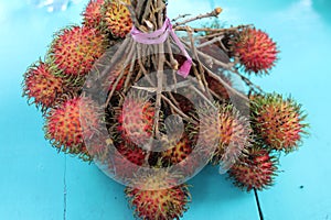 Rambutan, freshly cropped exotic tropical asian fruit