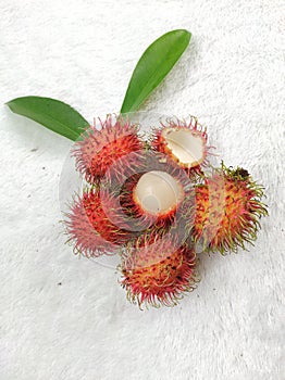 rambutan Is a fruit that grows in tropical climates, like Indonesia, this fruit tastes sweet