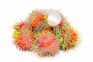 Rambutan fruit on white