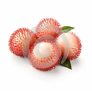 Rambutan Red Fruits: Lifelike Renderings On White Background