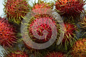 Rambutans closeup on the white background.