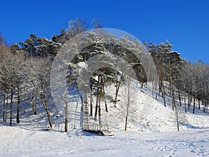 Rambynas hill in winter, Lithuania