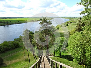 Rambyno hill, river and trees, Lithuania