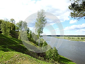 Rambyno hill, river and trees, Lithuania