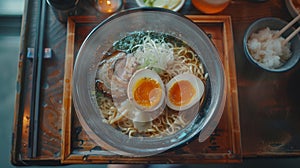 Ramen bowl with egg and noodles