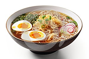 Ramen Japanese Food On Isolated White Background Professional Food Stock Photography. AI Generative