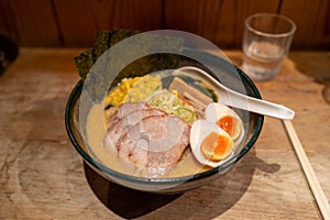 Ramen noodels with meat and egg in Tokyo