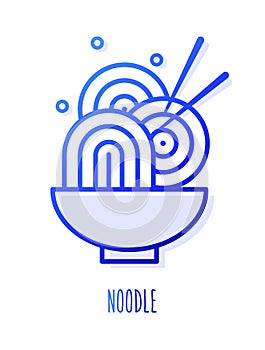 Ramen noodle in color line style. Vector