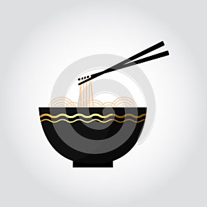 Ramen noodle food logo isolated design for restaurant with background