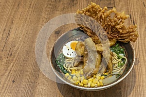 Ramen noodles made from wheat flour, salt, water and kansui,